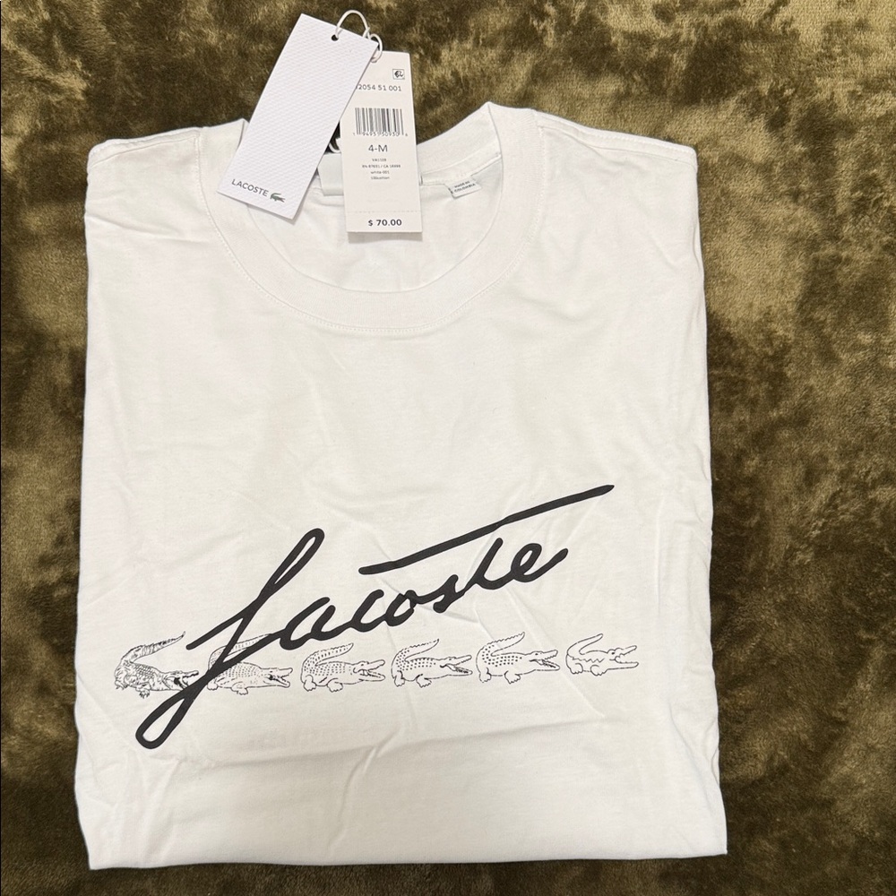 Lacoste White Tee with Crocodile Design